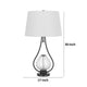 Table Lamp with Nightlight | Teardrop Diamond Design Glass Body | Gray Metal