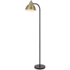 Floor Lamp | Vintage Style Dome Shade | Industrial Black & Antique Brass