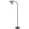 Floor Lamp | Vintage Style Dome Shade | Industrial Black & Antique Brass