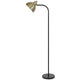 Floor Lamp | Vintage Style Dome Shade | Industrial Black & Antique Brass