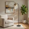 Floor Lamp | Vintage Style Dome Shade | Industrial Black & Antique Brass