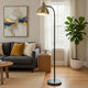Floor Lamp | Vintage Style Dome Shade | Industrial Black & Antique Brass