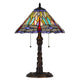 Eli Table Lamp | 15" Tiffany Glass Shade | Blue Red Dragonfly Design | Bronze