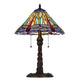 Eli Table Lamp | 15" Tiffany Glass Shade | Blue Red Dragonfly Design | Bronze