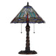 Eli Table Lamp | 15" Tiffany Glass Shade | Blue Red Dragonfly Design | Bronze