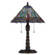 Eli Table Lamp | 15" Tiffany Glass Shade | Blue Red Dragonfly Design | Bronze