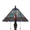 Eli Table Lamp | 15" Tiffany Glass Shade | Blue Red Dragonfly Design | Bronze