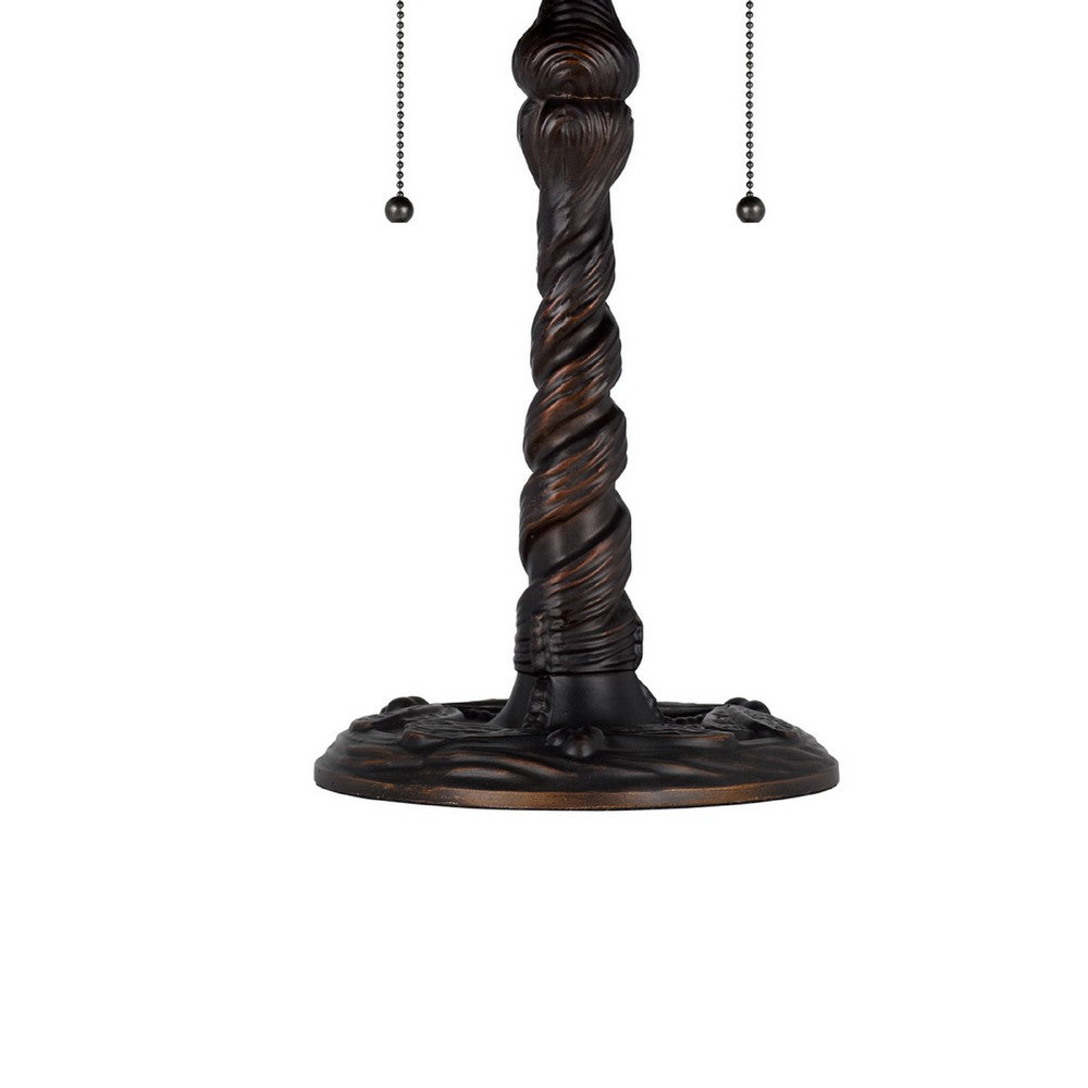 Eli Table Lamp | 15" Tiffany Glass Shade | Blue Red Dragonfly Design | Bronze