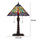 Eli Table Lamp | 15" Tiffany Glass Shade | Blue Red Dragonfly Design | Bronze