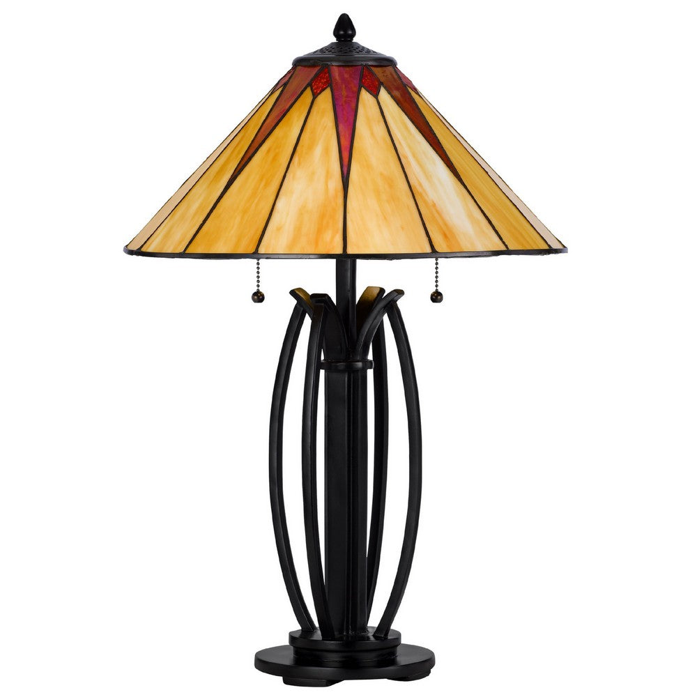 Eli Table Lamp | 17" Stained Tiffany Glass Shade | Bronze Meta, Resin