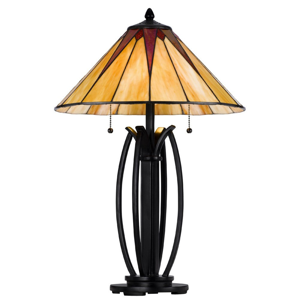 Eli Table Lamp | 17" Stained Tiffany Glass Shade | Bronze Meta, Resin