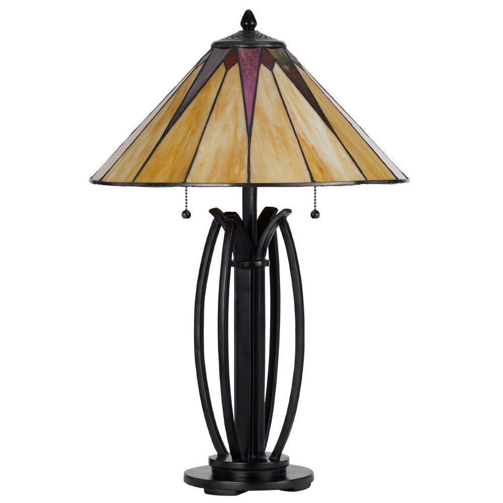 Eli Table Lamp | 17" Stained Tiffany Glass Shade | Bronze Meta, Resin