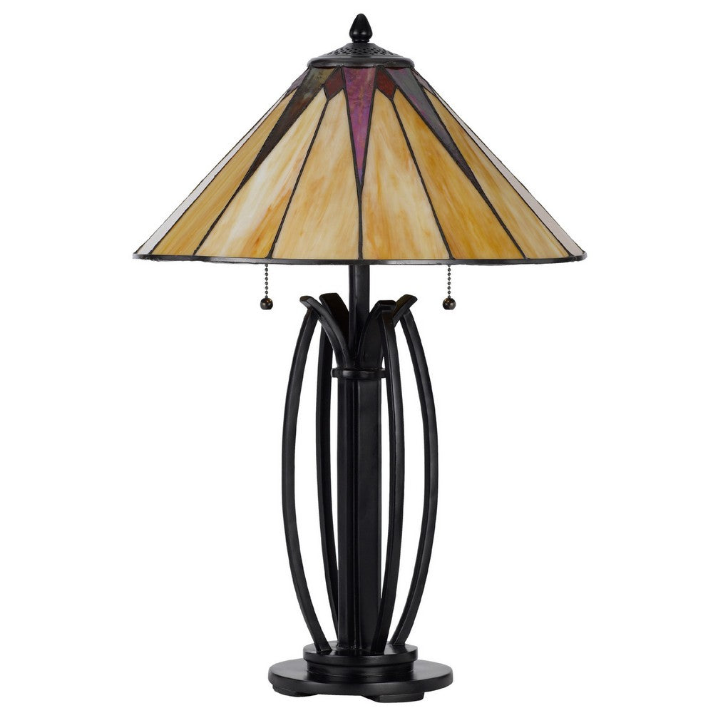 Eli Table Lamp | 17" Stained Tiffany Glass Shade | Bronze Meta, Resin