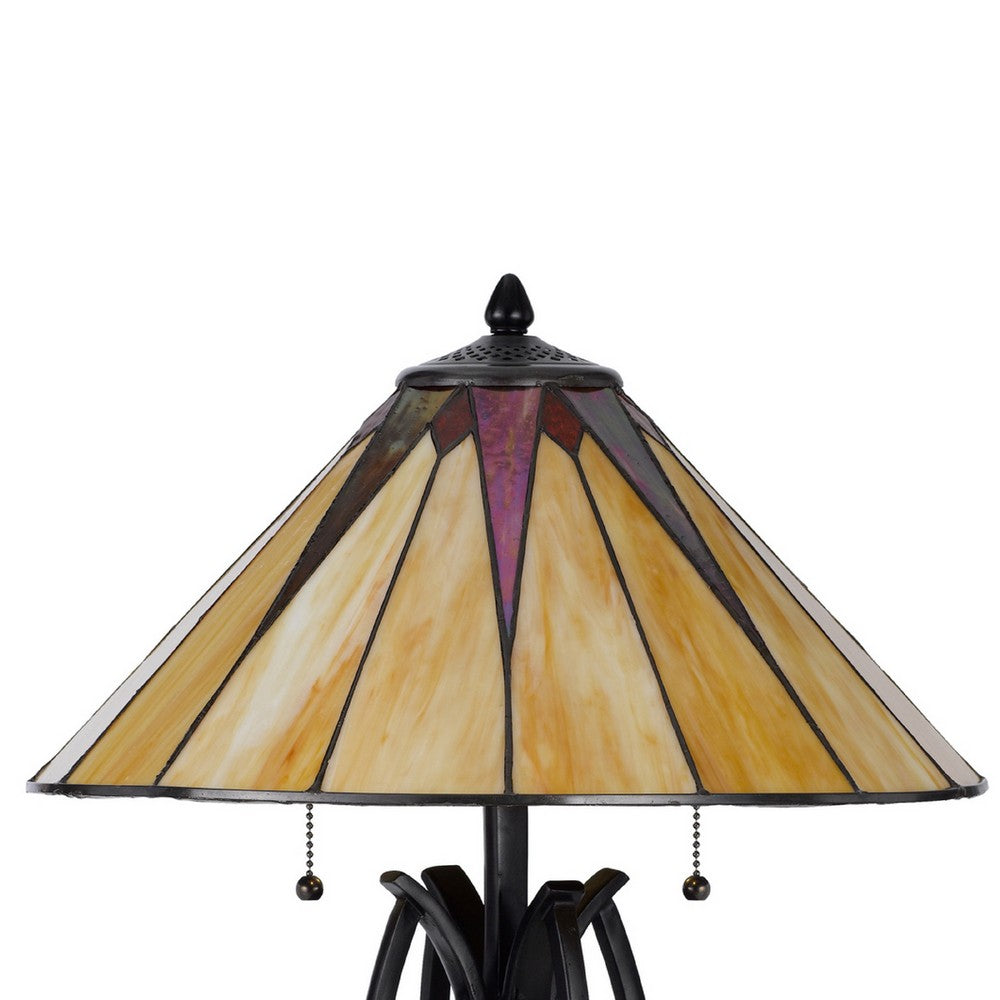 Eli Table Lamp | 17" Stained Tiffany Glass Shade | Bronze Meta, Resin