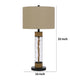 32" Table Lamp | Rippled Glass Body with Rope Accents | Burlap Shade | Metal Base