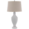 31" Table Lamp | Faceted Urn Body | Brown Shade | Weathered White Resin