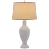 31" Table Lamp | Faceted Urn Body | Brown Shade | Weathered White Resin