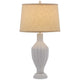 31" Table Lamp | Faceted Urn Body | Brown Shade | Weathered White Resin