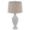 31" Table Lamp | Faceted Urn Body | Brown Shade | Weathered White Resin