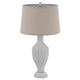 31" Table Lamp | Faceted Urn Body | Brown Shade | Weathered White Resin