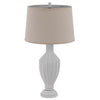 31" Table Lamp | Faceted Urn Body | Brown Shade | Weathered White Resin