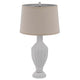 31" Table Lamp | Faceted Urn Body | Brown Shade | Weathered White Resin