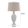 31" Table Lamp | Faceted Urn Body | Brown Shade | Weathered White Resin