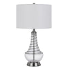 Table Lamp | Tapered Corkscrew Glass Body with Wire Accent | Brushed Steel