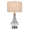 Table Lamp | Tapered Corkscrew Glass Body with Wire Accent | Brushed Steel