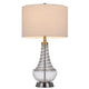 Table Lamp | Tapered Corkscrew Glass Body with Wire Accent | Brushed Steel