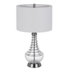 Table Lamp | Tapered Corkscrew Glass Body with Wire Accent | Brushed Steel