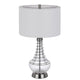 Table Lamp | Tapered Corkscrew Glass Body with Wire Accent | Brushed Steel