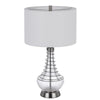 Table Lamp | Tapered Corkscrew Glass Body with Wire Accent | Brushed Steel