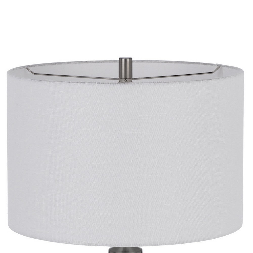 Table Lamp | Tapered Corkscrew Glass Body with Wire Accent | Brushed Steel