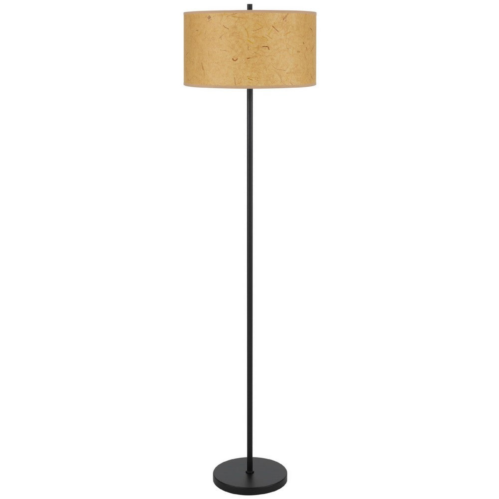 Avira 61" Floor Lamp | Speckled Hardback Kraft Paper Shade | Black Metal