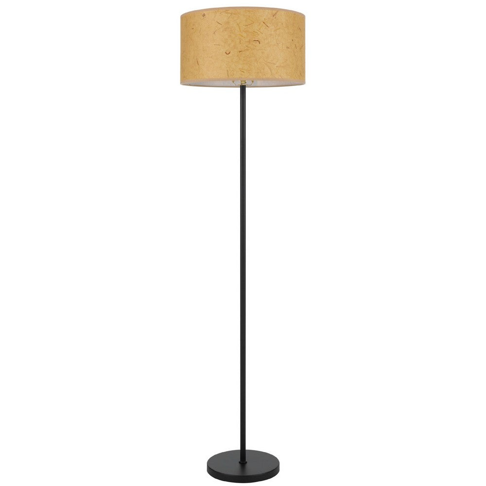 Avira 61" Floor Lamp | Speckled Hardback Kraft Paper Shade | Black Metal