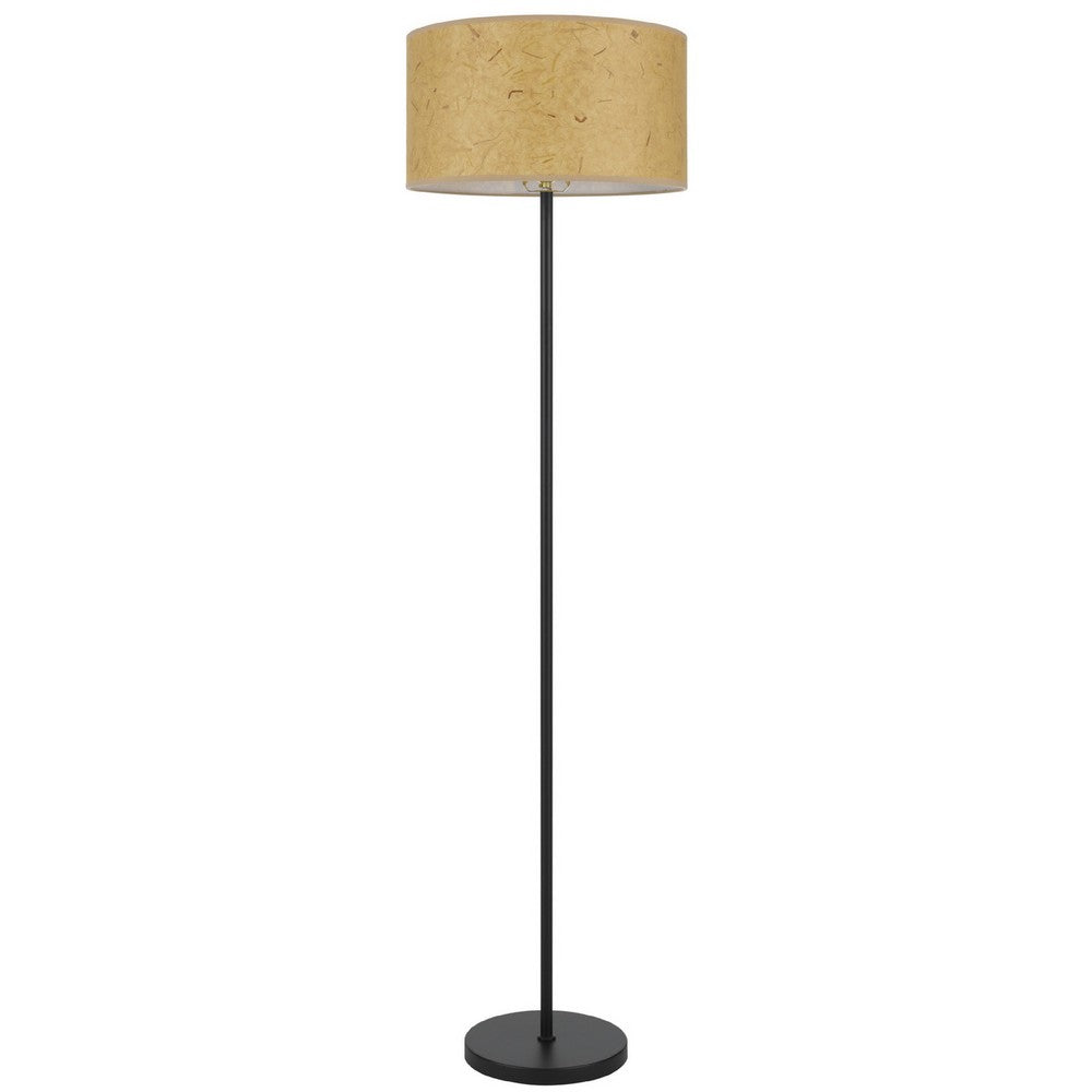 Avira 61" Floor Lamp | Speckled Hardback Kraft Paper Shade | Black Metal