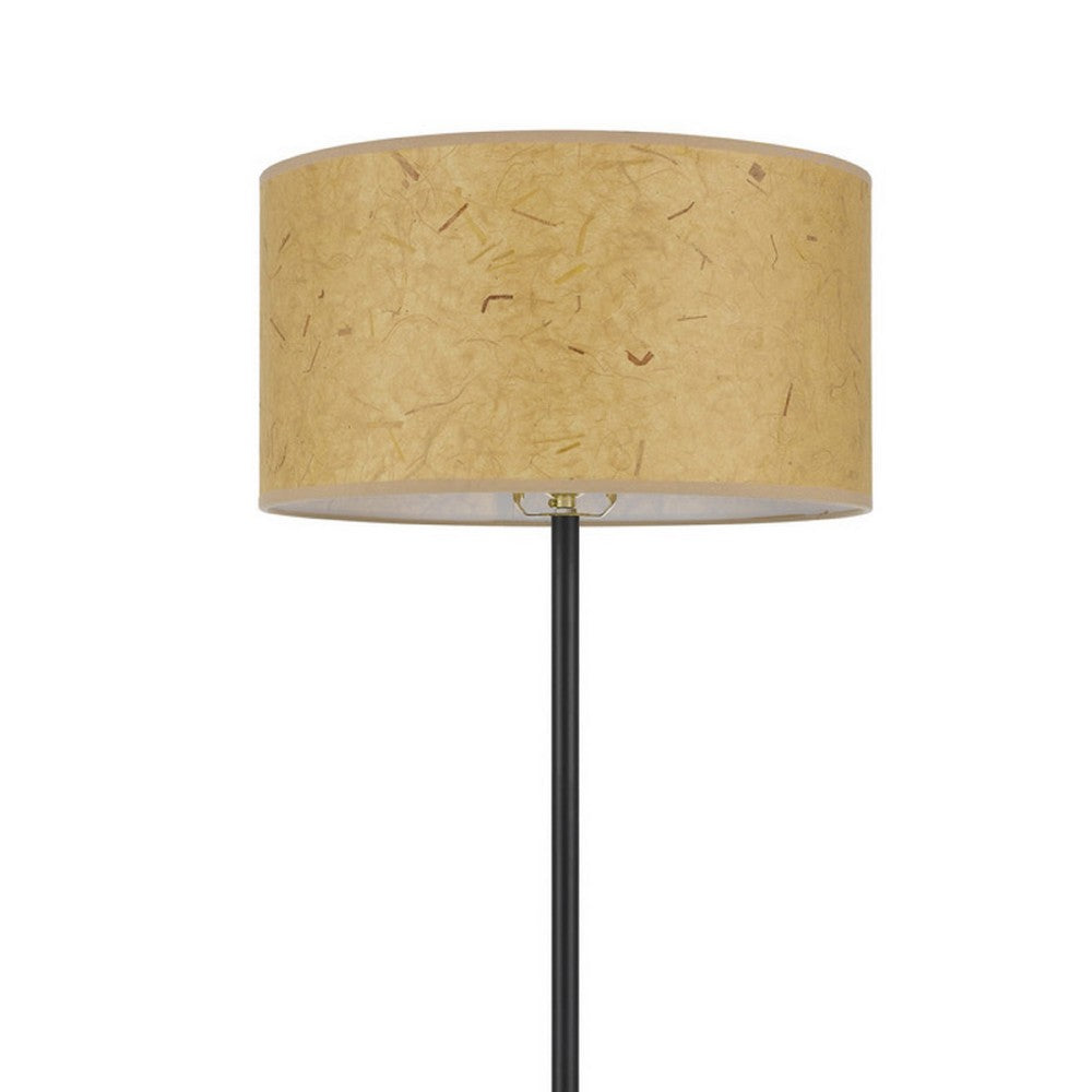 Avira 61" Floor Lamp | Speckled Hardback Kraft Paper Shade | Black Metal