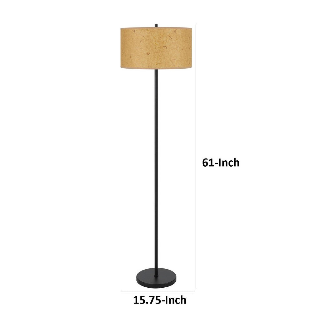 Avira 61" Floor Lamp | Speckled Hardback Kraft Paper Shade | Black Metal