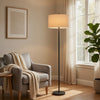 Avira 61" Floor Lamp | Speckled Hardback Kraft Paper Shade | Black Metal