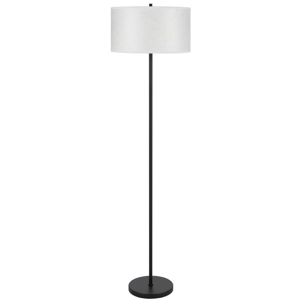 Avira 61" Floor Lamp | String Pattern White Fabric Shade | Black Metal