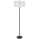 Avira 61" Floor Lamp | String Pattern White Fabric Shade | Black Metal