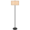 Avira 61" Floor Lamp | String Pattern White Fabric Shade | Black Metal