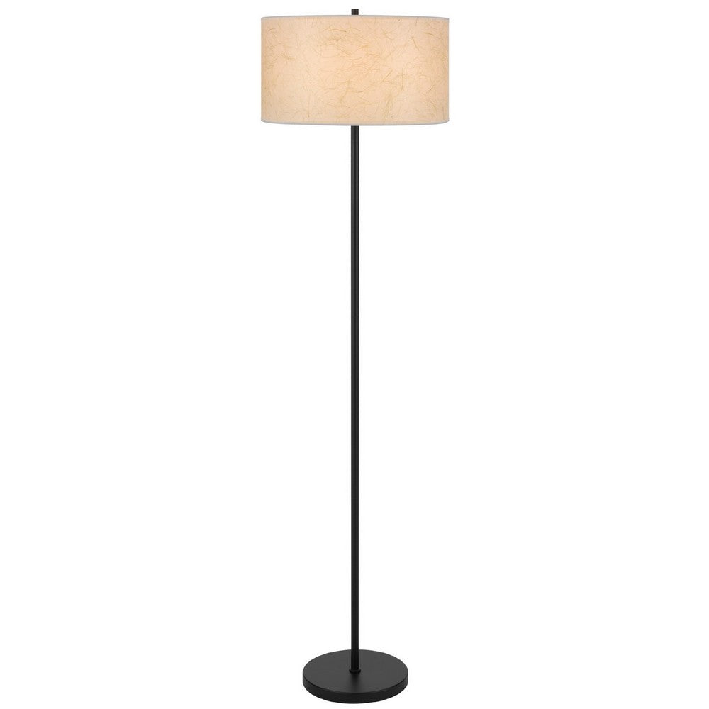 Avira 61" Floor Lamp | String Pattern White Fabric Shade | Black Metal