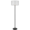 Avira 61" Floor Lamp | String Pattern White Fabric Shade | Black Metal