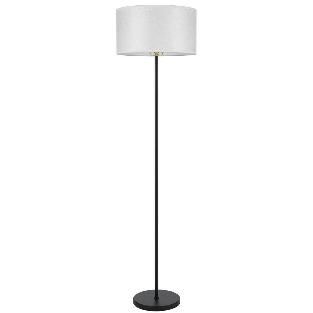 Avira 61" Floor Lamp | String Pattern White Fabric Shade | Black Metal