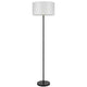 Avira 61" Floor Lamp | String Pattern White Fabric Shade | Black Metal