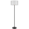 Avira 61" Floor Lamp | String Pattern White Fabric Shade | Black Metal
