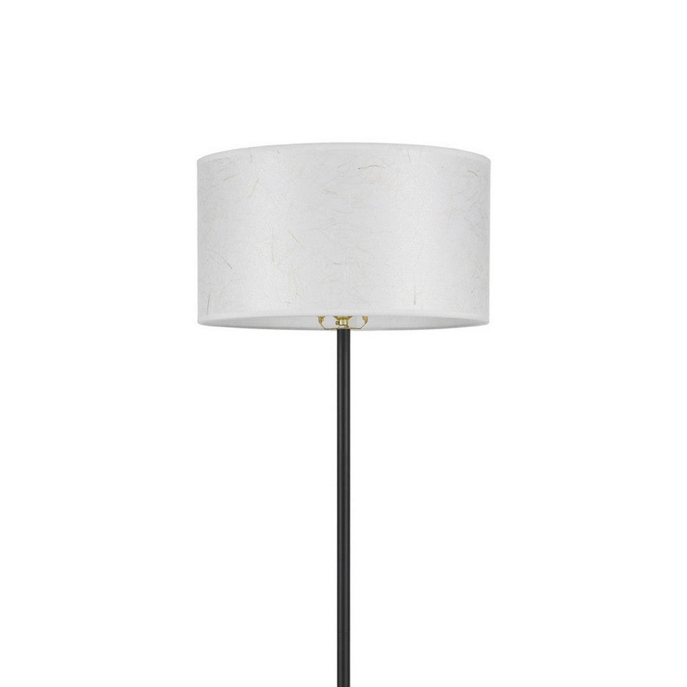 Avira 61" Floor Lamp | String Pattern White Fabric Shade | Black Metal