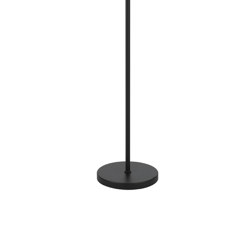 Avira 61" Floor Lamp | String Pattern White Fabric Shade | Black Metal